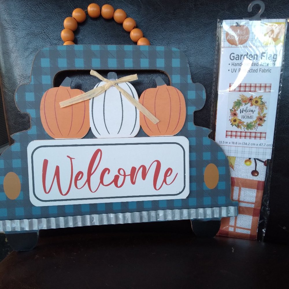 2 PC FALL/HARVEST INDOOR/OUTDOOR DECOR SET